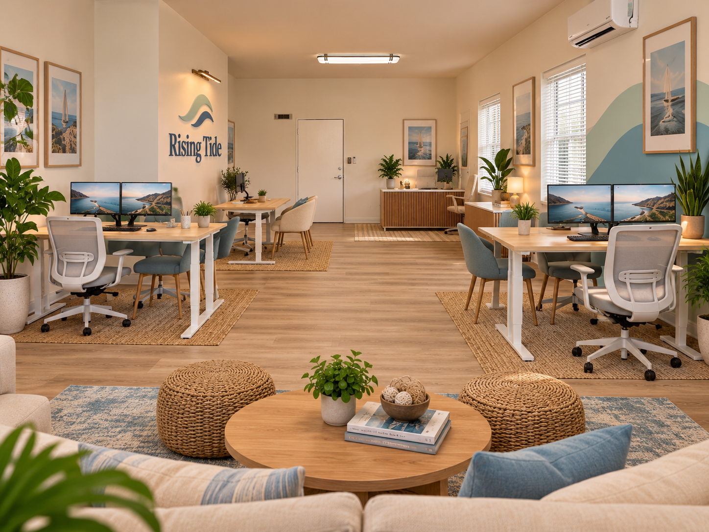 Rising Tide La Jolla flagship office interior from the lounge toward the front of the office